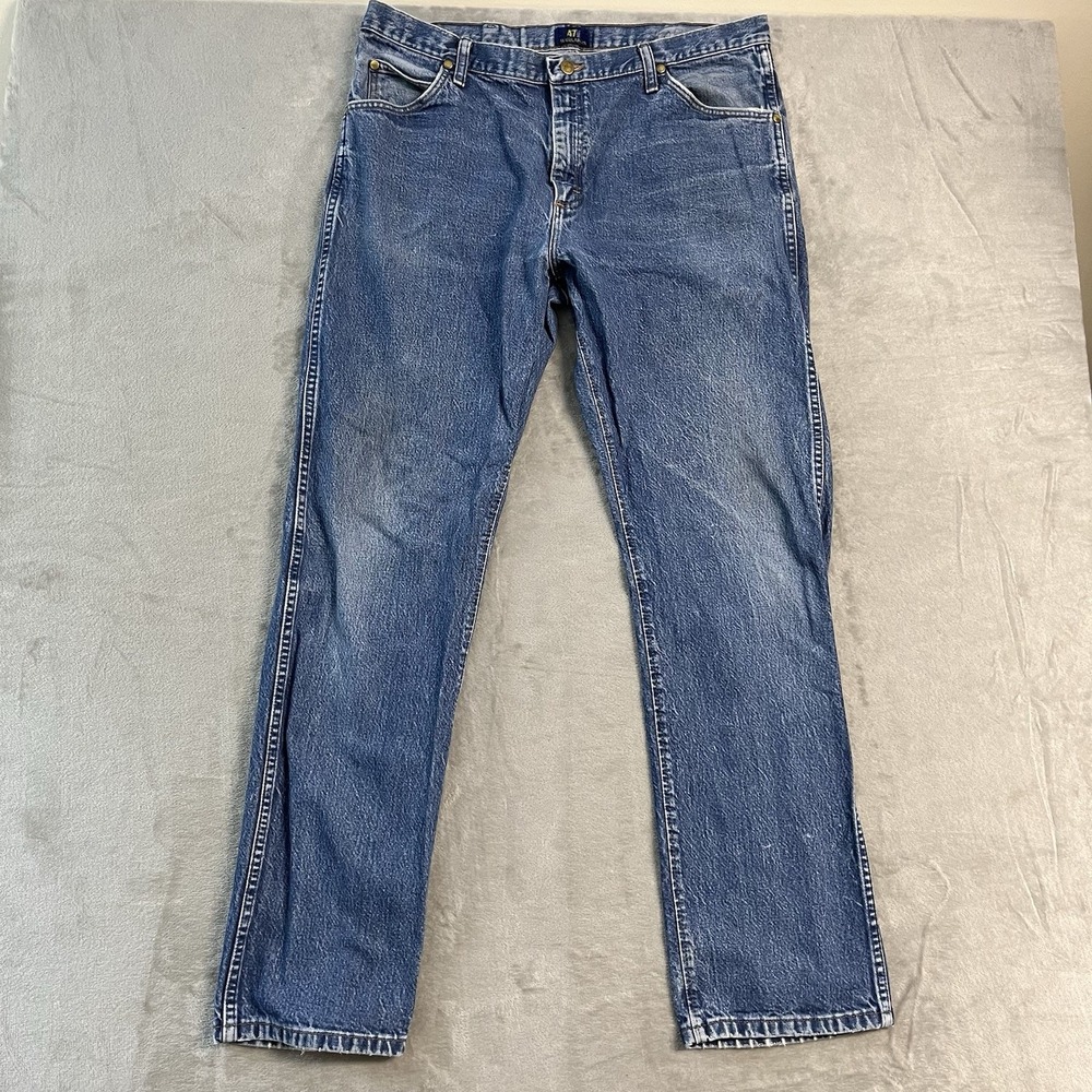Wrangler 47MWZ Regular Fit Jeans Mens 37x32 Blue Western Cowboy Denim Casual